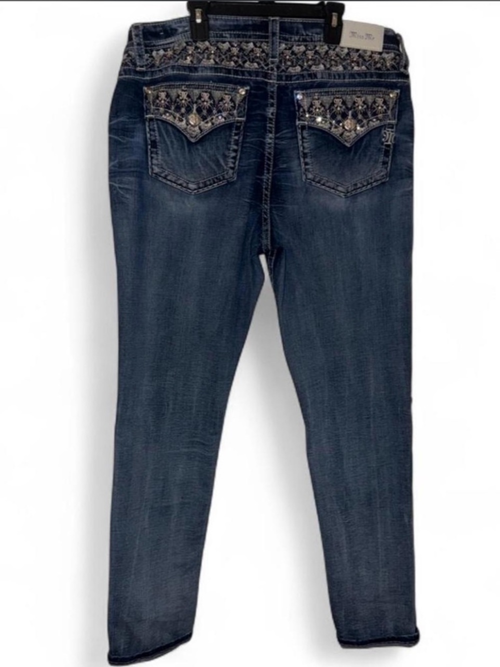 Miss Me Dark Blue Skinny Jeans with Embellished Back